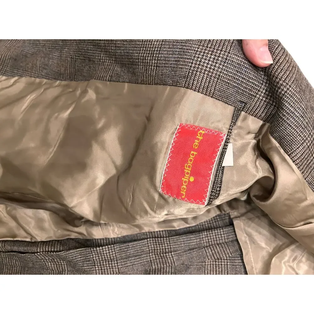 Vintage 100% Wool Glen Plaid Suit Brown Union Made USA Jacket Trousers